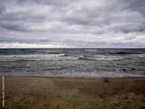 Gloomy sky over the Baltic Sea in Lithuania.