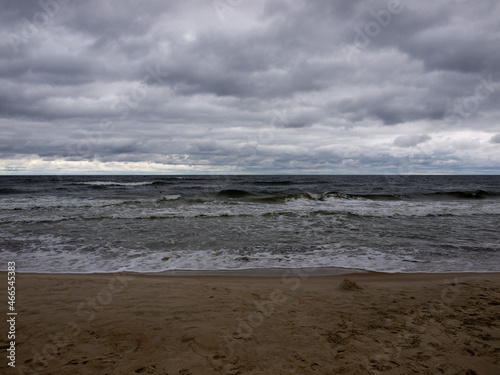 Gloomy sky over the Baltic Sea in Lithuania.