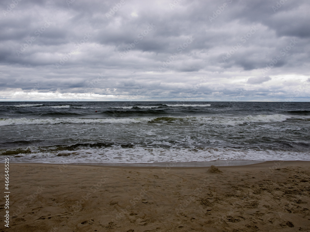 Gloomy sky over the Baltic Sea in Lithuania.