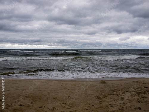 Gloomy sky over the Baltic Sea in Lithuania.