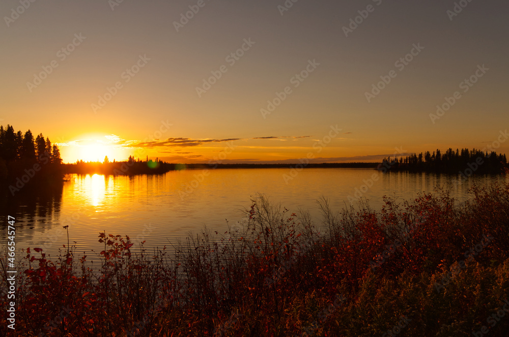 Fototapeta premium A Beautiful Sunset at Astotin Lake