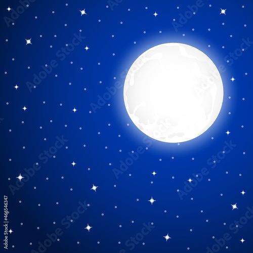Large full moon and starry sky at night 
