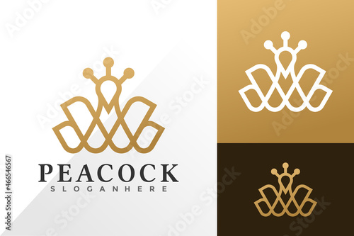 Elegant and luxurious peacock logo and icon design vector concept for template