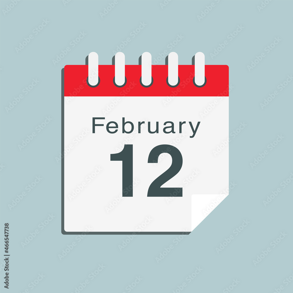 Icon day date 12 February, template calendar page Icon day date 12 February, template calendar page