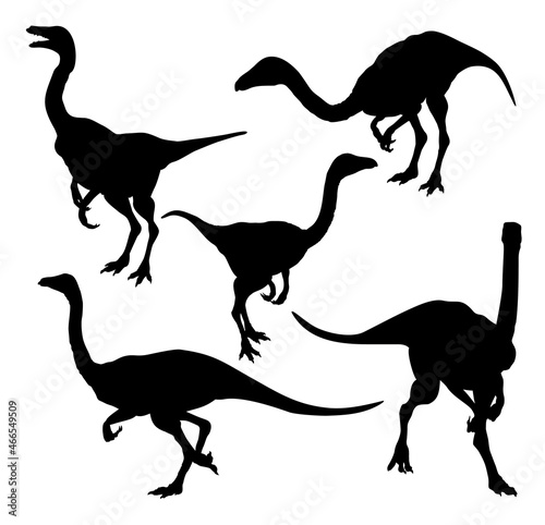  set of silhouettes of dinosaurs vector
