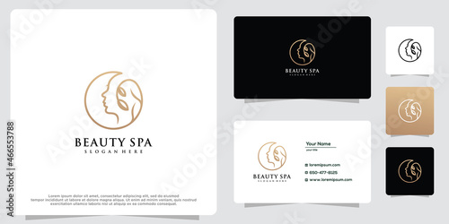 Beautiful woman face logo. Abstract design concept for beauty salon, massage, magazine, cosmetic and spa.