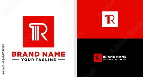 LETTER R LOGO MONOGRAM COLUMN BUILDING LINE EDITABLE