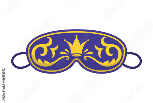 Sleep mask. Eye protection accessory and prevention of healthy sleep. Blindfold symbol in cartoon style. Design of relaxation wear for night