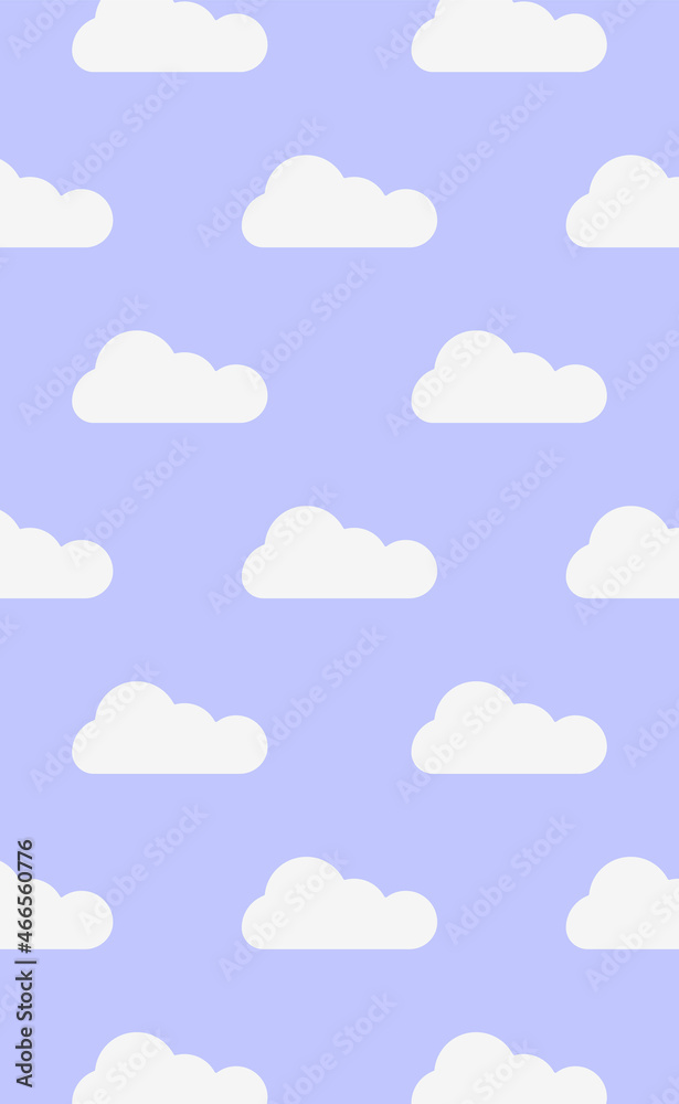 Clouds. Set of abstract white clouds isolated on blue background. Simple illustration of white clouds on blue background. Vector