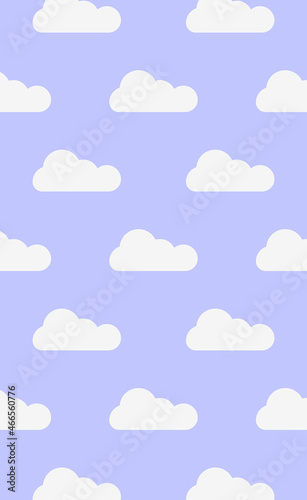 Clouds. Set of abstract white clouds isolated on blue background. Simple illustration of white clouds on blue background. Vector
