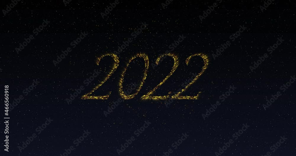 Animation of 2022 in shimmering gold letters and fireworks Animation of 2022 in shimmering gold letters and fireworks