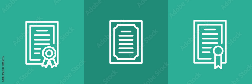 Set of 3 outline certifciate icon. Set of 3 outline certifciate icon.