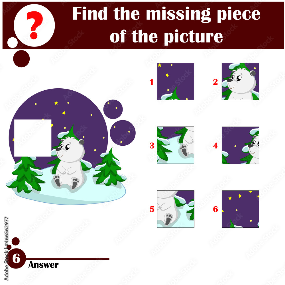 Fototapeta premium Puzzle education game for preschool children with polar bear