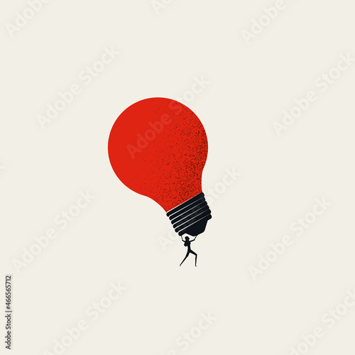 Business woman with creative idea. Symbol of creativity, new opportunity and solutions. Minimal illustration.
