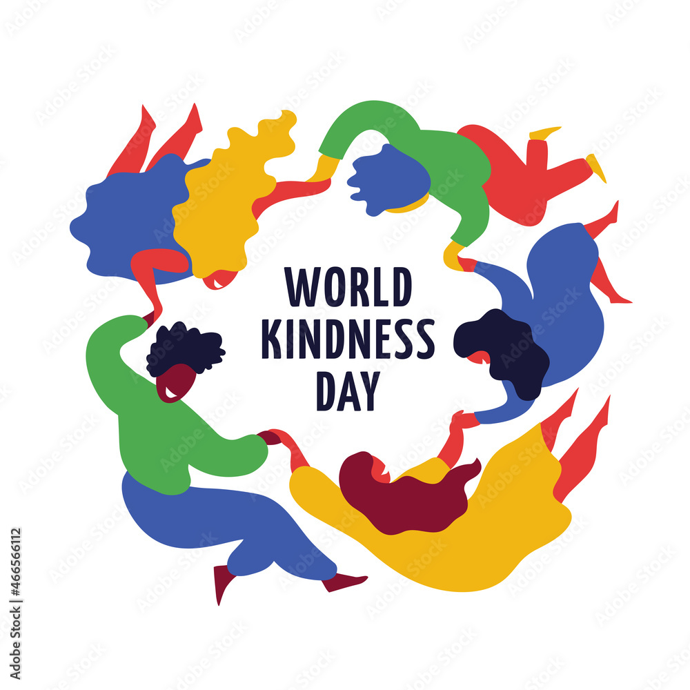 World kindness day logo. People holding hands. Random acts of kindness day emblem. Caring