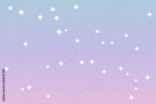 Sky and stars background. Blue and purple pastel space background. The twinkling sky. Vector background.
