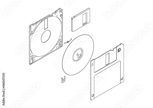 Exploded 3.5 Floppy Disk - High Detailed