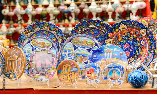 Souvenir plates. Souvenirs from Turkey. Side.