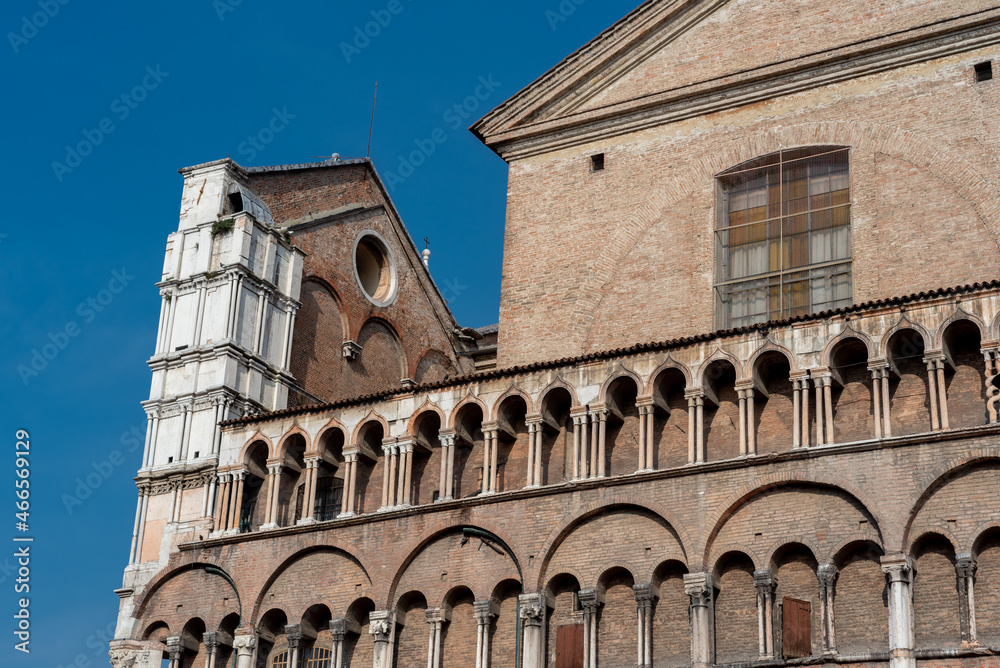 Panoramic view of the cathedral of Ferrara