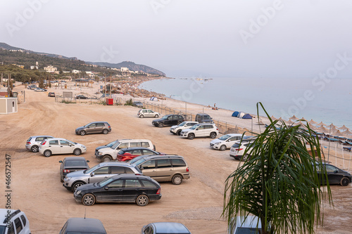 Dhermi Beach in Albania is under construction so the roads are currently unpaved. It's a growing and developing destination, but people can still camp on the beach as well.  photo