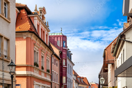 Beautiful facades in the old town of Ettlingen  Baden W  rttemberg  Germany