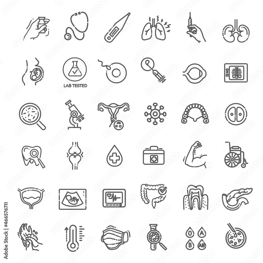 Fototapeta premium Line medicine concepts, vector line Icons set