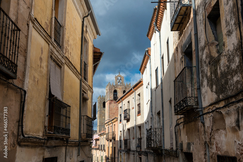 View of the old town and Cathedral of the medieval city of Sigüenza, in the province of Guadalajara, Spain.