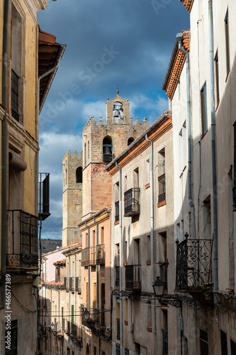 View of the old town and Cathedral of the medieval city of Sigüenza, in the province of Guadalajara, Spain.