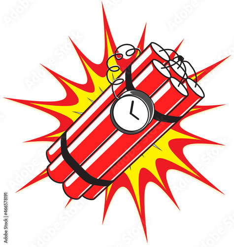 Fototapeta cartoon style red dynamite bomb explosive