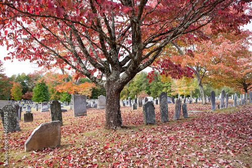 Historic Colonial Cemetery with Autumn Foliage photo
