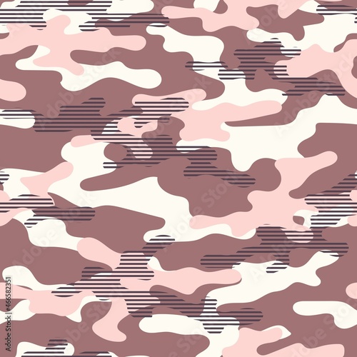 modern pink army vector camouflage print, seamless pattern for clothing headband or print.				