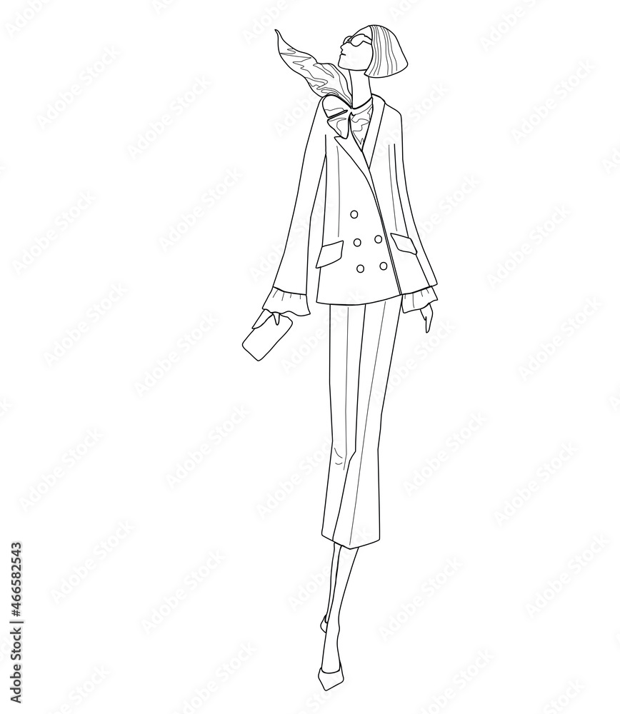 Fashion model, woman, posing, vector illustration Fashion model, woman, posing, vector illustration