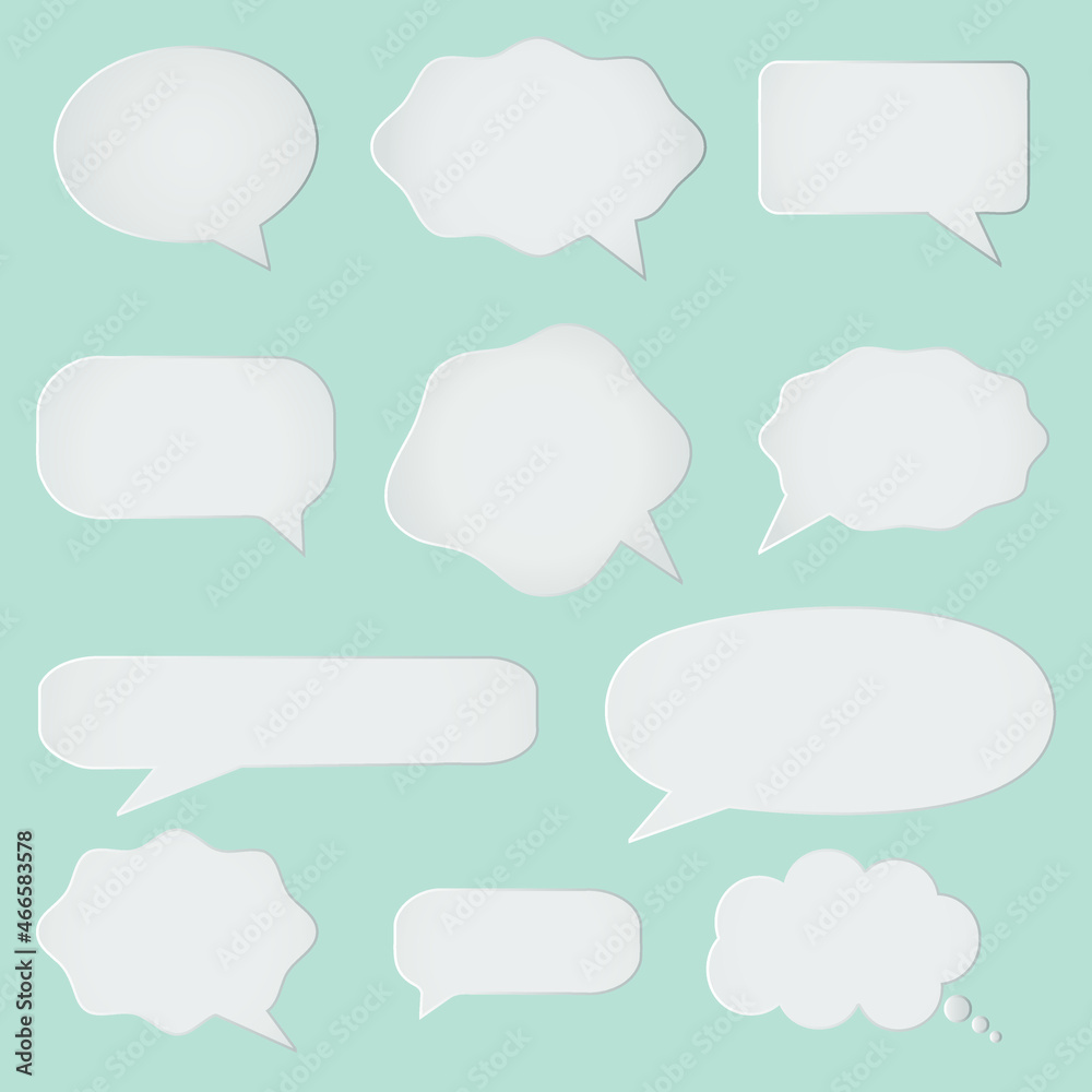 Set of speech bubbles isolated on blue background . Set of speech bubbles isolated on blue background .