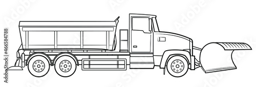 American snow plow truck - vector illustration of a vehicle.