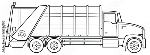 American garbage truck - vector illustration of a vehicle.