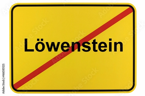 Illustration eines Stadtausgangsschildes der Stadt Löwenstein photo