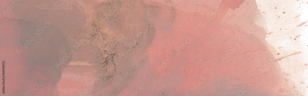 Fototapeta premium Pastel Pink Colored watercolor banner background, art abstract surface watercolour painting textured design on white paper background, banner, backdrop