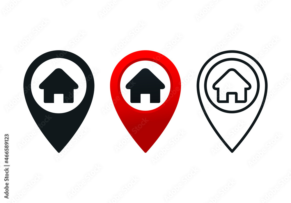 Map pointer with house icon. Home pin. Illustration vector Map pointer with house icon. Home pin. Illustration vector