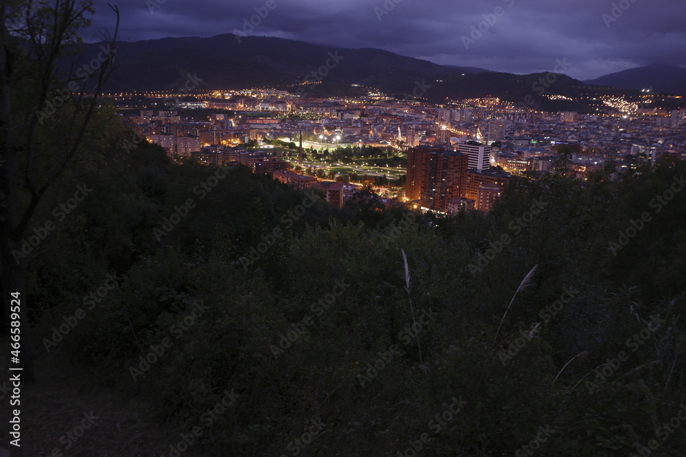 Bilbao at night seen from a hill