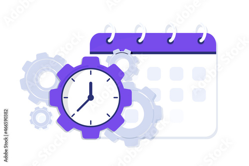 Time management. Calendar and clock as concept for effective time planning for greater productivity. Efficient workday. Workflow organization. Deadline respect, multitasking. Effective time management