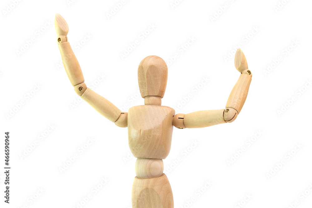 wooden human figurine depicts action wooden human figurine depicts action