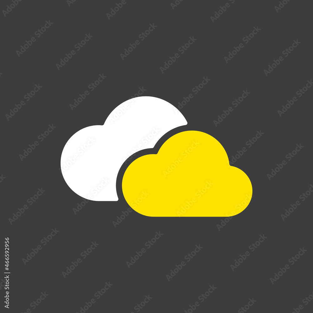 Two clouds vector flat icon. Weather sign Two clouds vector flat icon. Weather sign