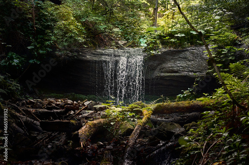 Waterfall in the forest, waterfall, forest, mountains, summer