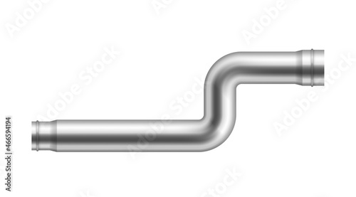 Realistic pipe steel metal water, oil, gas pipeline, piping elbow sewage. Plumbing fittings