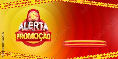 Banner template design for marketing campaign in Brazil. The phrase Alerta de melhor preco means Best Price Alert. 3d render illustration. photo