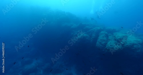 Wallpaper Mural silhouette of scua divers exploring ocean reefs underwater scenery landscape Torontodigital.ca
