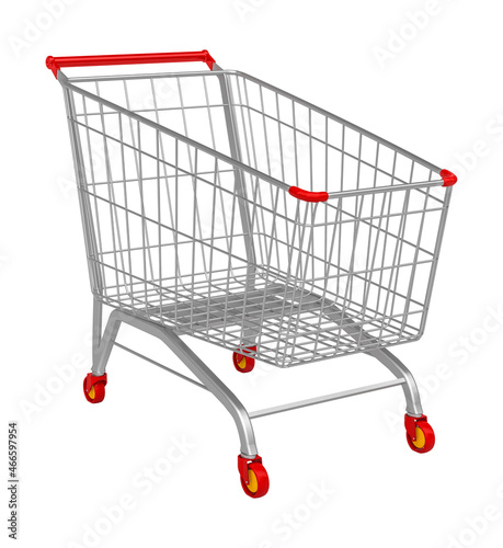Shopping cart in realistic 3d render. 3d render illustration