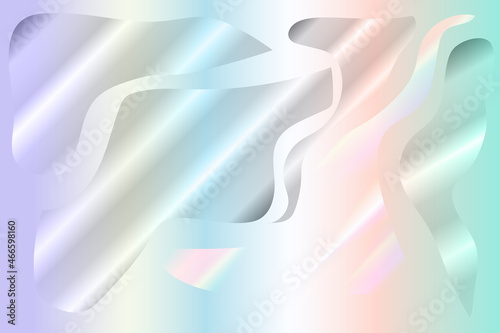 Vector psychedelic holographic background. A magical space of iridescent wavy shapes. Gradient fill.