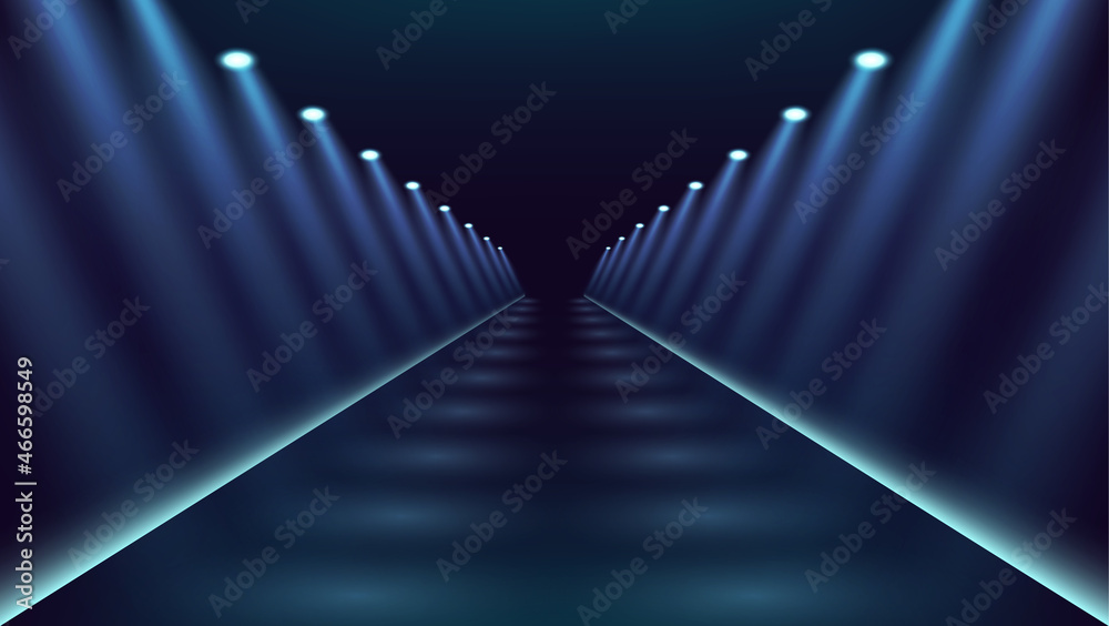 Neon tunnel light corridor. Endless optical illusion portal. Glowing ...