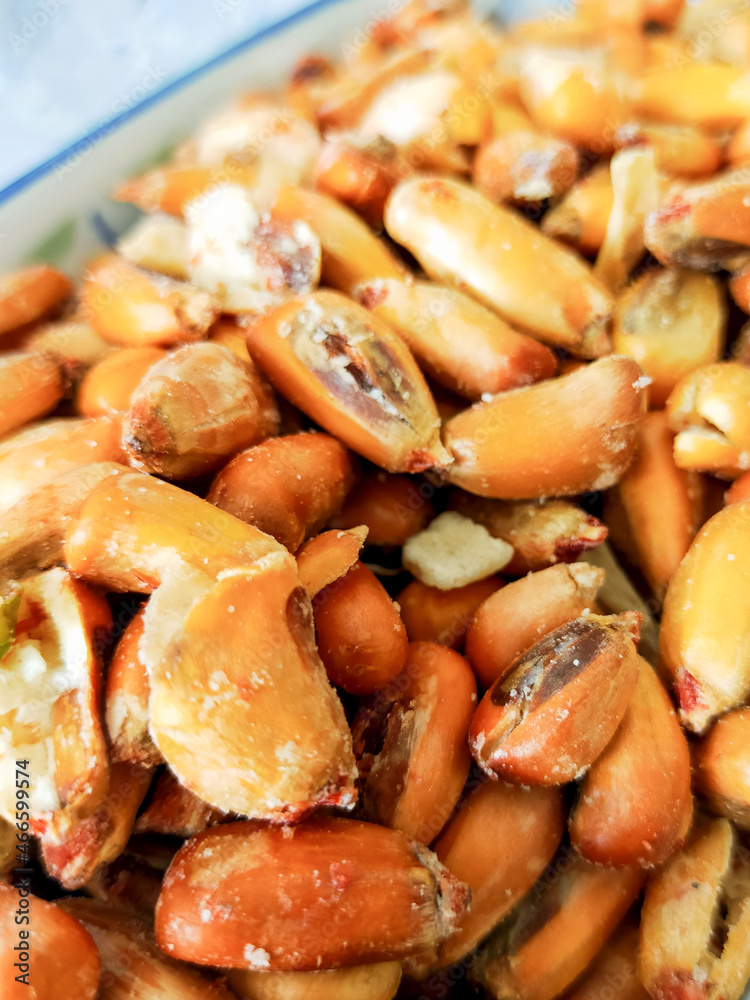 Traditional andean appetizer, toasted or roasted salty corn. Andes gastronomy. Salted maize. Traditional andean appetizer, toasted or roasted salty corn. Andes gastronomy. Salted maize.